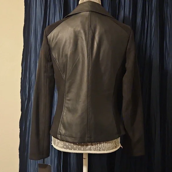 Marc New York Black Faux Leather Biker Jacket sz Small - Picture 8 of 13